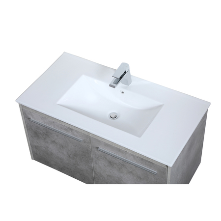 Elegant Decor 36 Inch Single Bathroom Floating Vanity In Concrete Grey VF44036CG